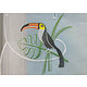 Petit rideau blanc brodé motif toucan