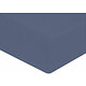 Drap housse 200x200 cm percale de coton 80 fils bonnet 30 cm bleu jean