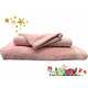 Ensemble éponge rose drap de bain + serviette + gant