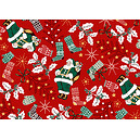 Tissu 100% coton motif Père Noël sur fond rouge 150 cm de large