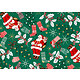 Tissu 100% coton motif Père Noël sur fond vert 150 cm de large