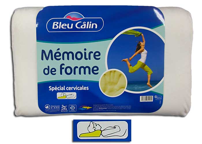 BLEU CALIN Oreiller 65x65 cm Mémoire de forme mixte - Confort