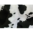 Tissu fausse fourrure imitation vache tâches noires / fond blanc