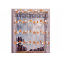 Petit rideau cantonnière macramé motif "Fleurs écrues et orange"